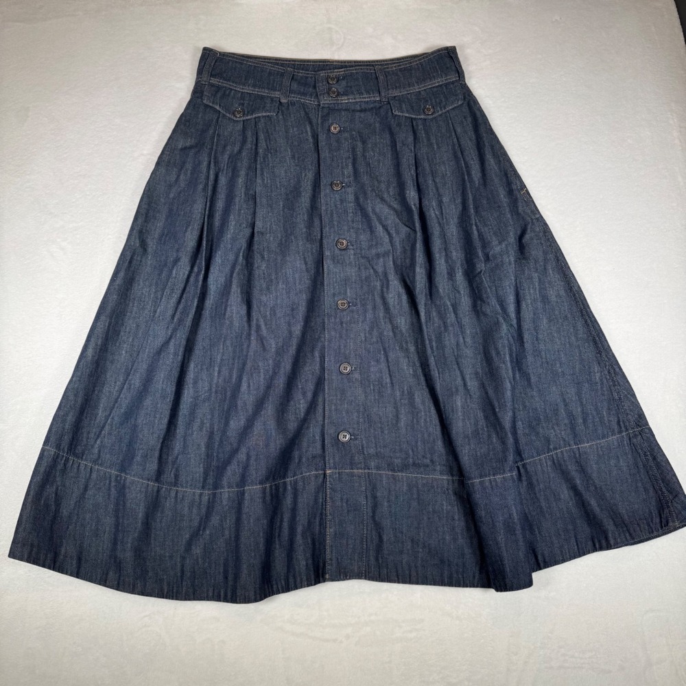 Lauren Ralph Lauren Denim Button Front Midi A-Line Skirt Womens 12 | Western - Picture 2 of 8